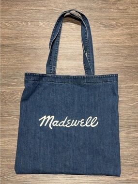 Madewell Jeans Denim look Tote Bag Shopping lightweight Chambray Cotton handles